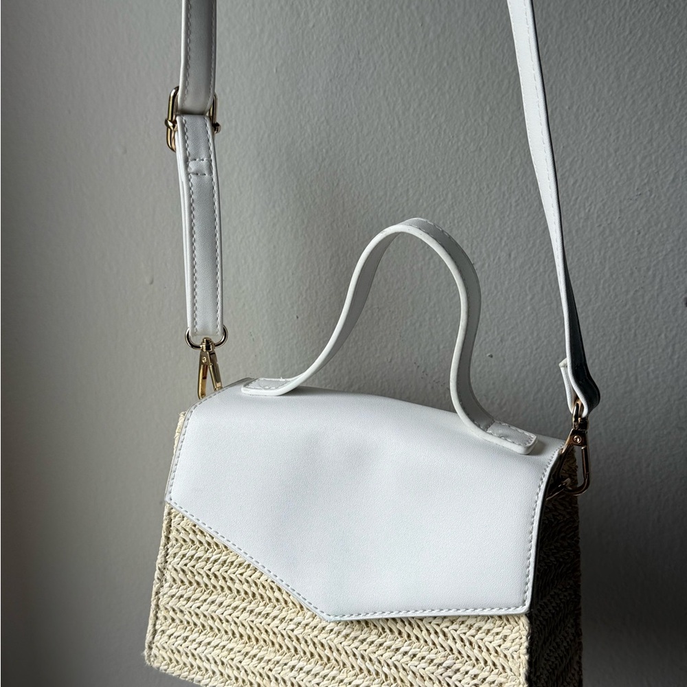 Elegant White and Tan Women's Bag